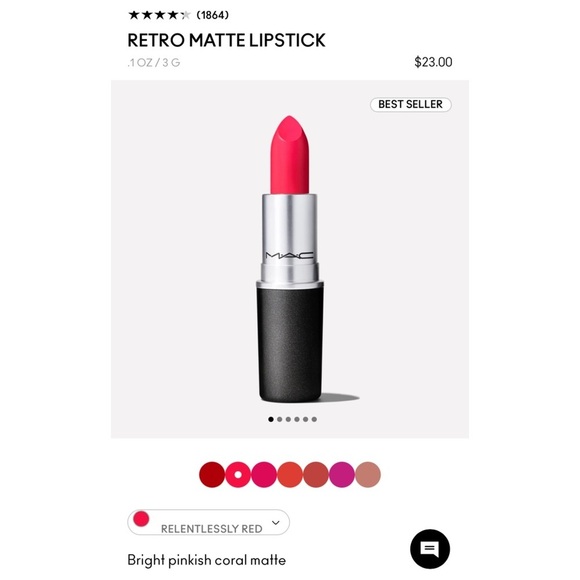 MAC Relentlessly Red Retro Matte Creamy Lipstick — Full Size .1 oz - Picture 4 of 5